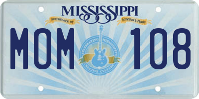 MS license plate MOM108