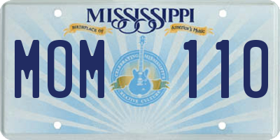 MS license plate MOM110