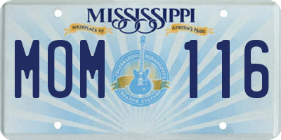 MS license plate MOM116