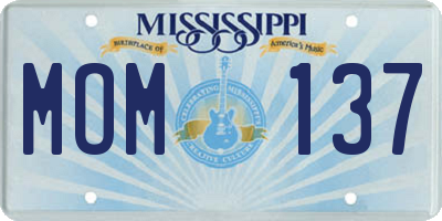 MS license plate MOM137