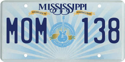 MS license plate MOM138