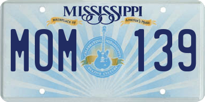 MS license plate MOM139