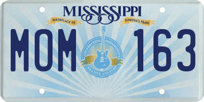 MS license plate MOM163