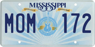 MS license plate MOM172