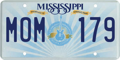 MS license plate MOM179