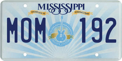 MS license plate MOM192