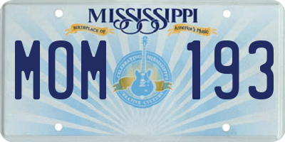 MS license plate MOM193