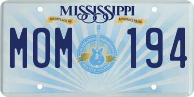 MS license plate MOM194