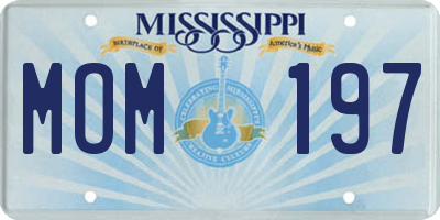 MS license plate MOM197