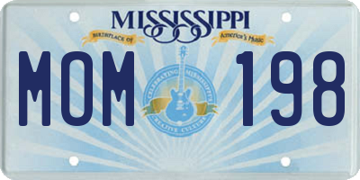 MS license plate MOM198