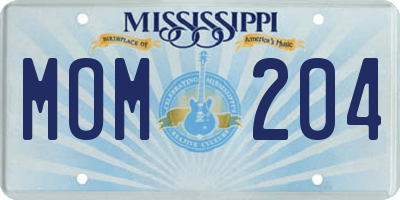 MS license plate MOM204