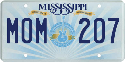 MS license plate MOM207