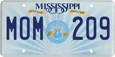 MS license plate MOM209