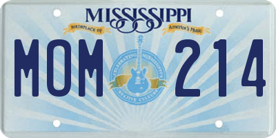MS license plate MOM214