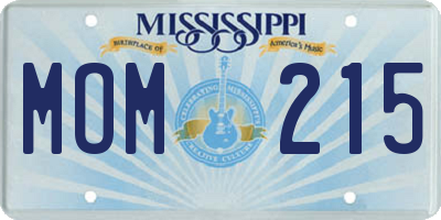 MS license plate MOM215