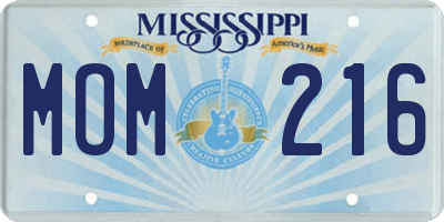 MS license plate MOM216
