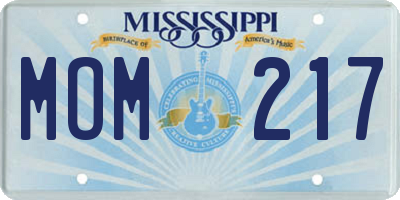 MS license plate MOM217