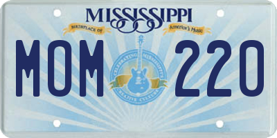 MS license plate MOM220