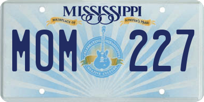 MS license plate MOM227