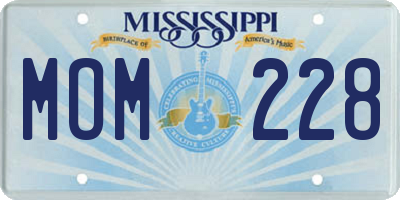 MS license plate MOM228