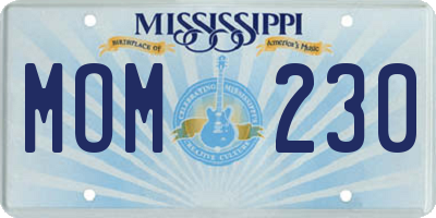 MS license plate MOM230