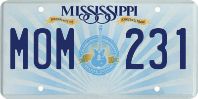 MS license plate MOM231