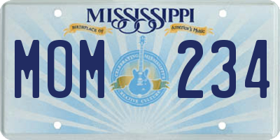 MS license plate MOM234