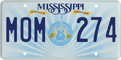 MS license plate MOM274