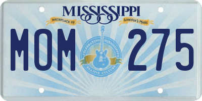 MS license plate MOM275