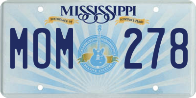 MS license plate MOM278
