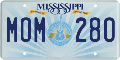 MS license plate MOM280