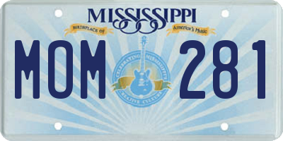 MS license plate MOM281