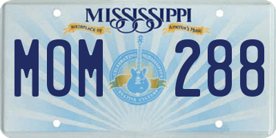 MS license plate MOM288