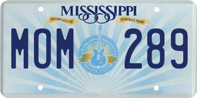 MS license plate MOM289