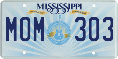 MS license plate MOM303