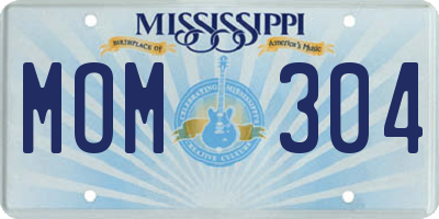 MS license plate MOM304
