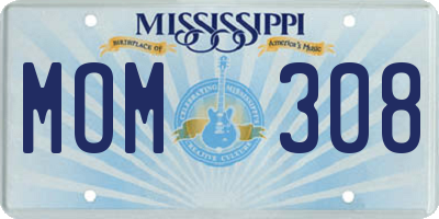 MS license plate MOM308