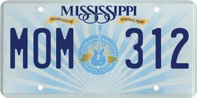 MS license plate MOM312