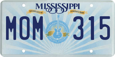 MS license plate MOM315