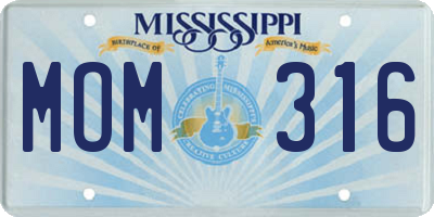 MS license plate MOM316