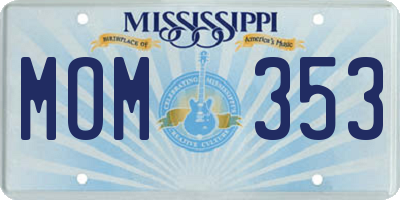 MS license plate MOM353