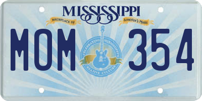 MS license plate MOM354