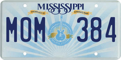 MS license plate MOM384