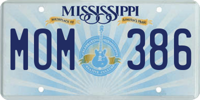 MS license plate MOM386