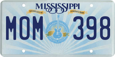 MS license plate MOM398