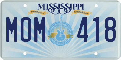 MS license plate MOM418