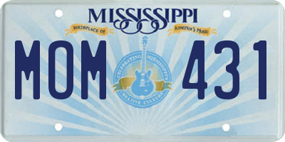 MS license plate MOM431