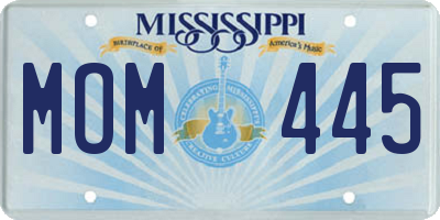 MS license plate MOM445