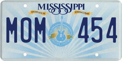 MS license plate MOM454