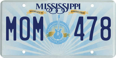 MS license plate MOM478
